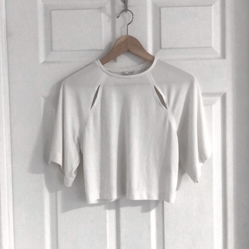 Zara white cropped blouse